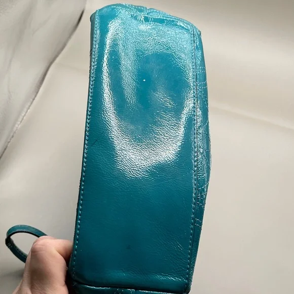 Coach Stunning Patent Leather Bag Teal Coach E1275-F19198 - Picture 6 of 11